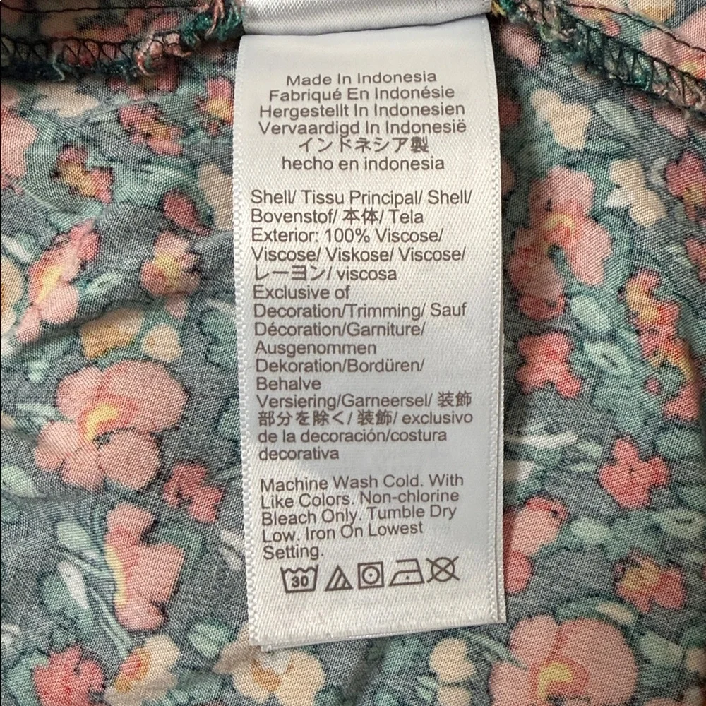 J. Crew V-Neck Smocked Green Floral Midi Dress - Picture 10 of 11